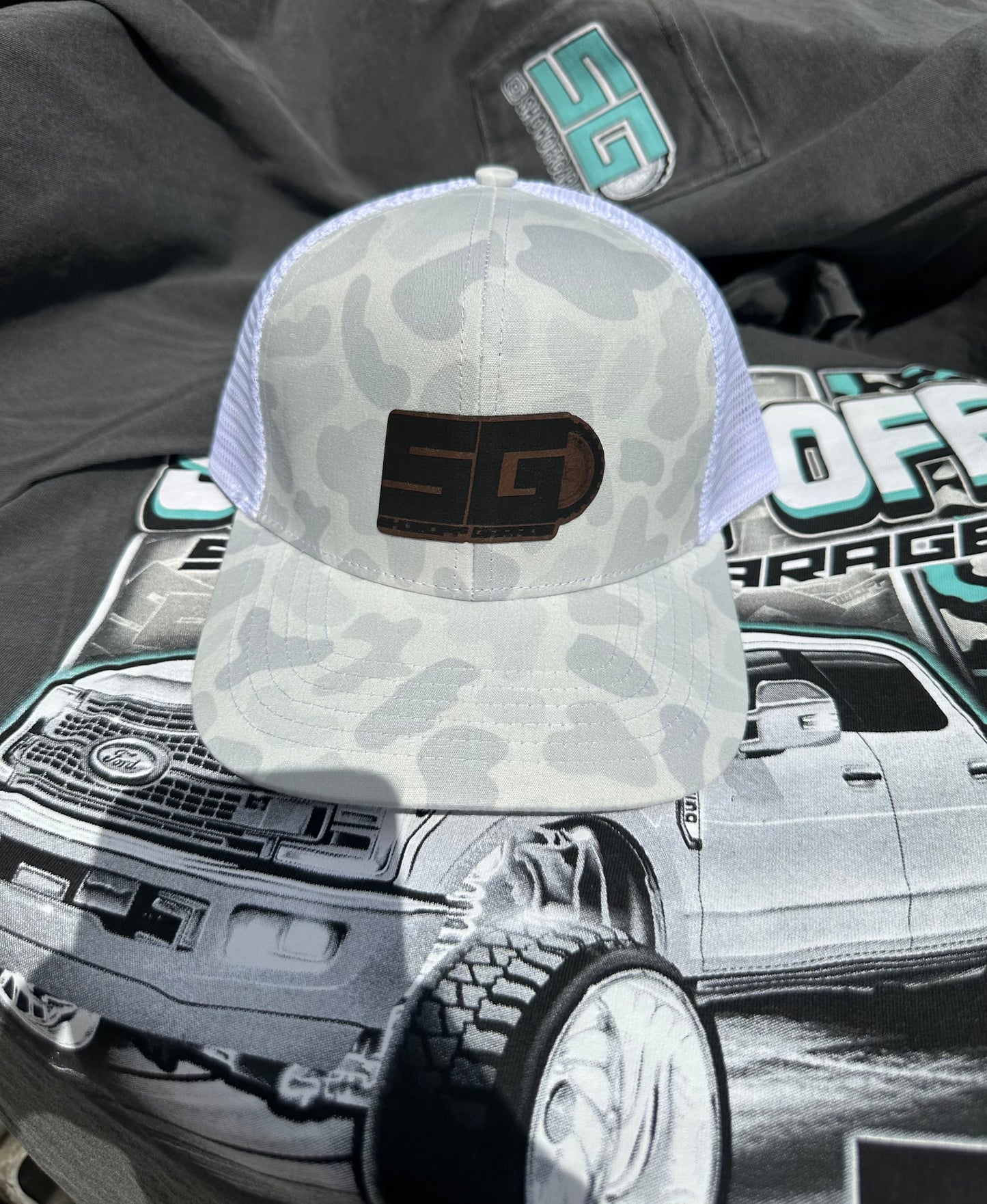 Snow Camo Leather Patch Hat